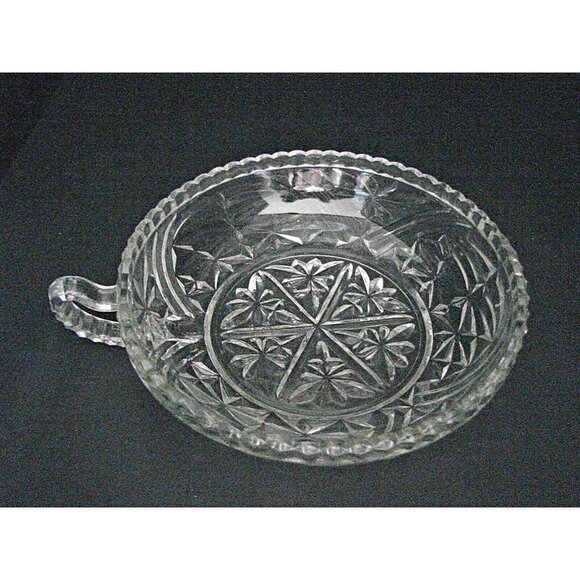 1960 Anchor Hocking Nappy Dish Bowl Stars and Bars Handle Candy 6x1.5" Vintage - Picture 6 of 8